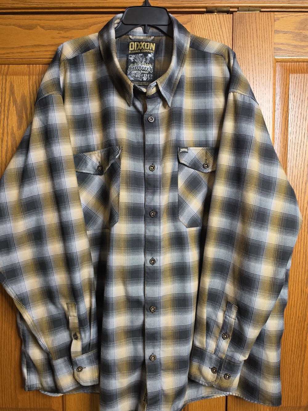 DIXXON Black, Yellow & Cream Plaid Flannel Shirt with Branded Patch